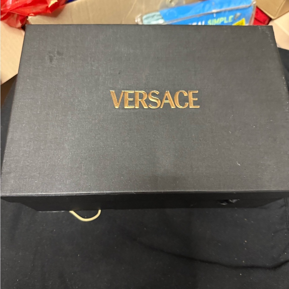 Versace Black Slides with box